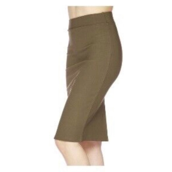 Club Monaco Skirt Column Pleated Tan Beige Olive Green Wool blend Lined Sz 4 - Picture 2 of 16